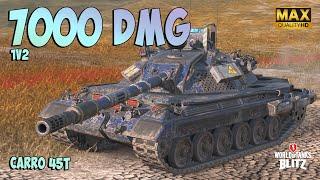 1V2! Carro 45T with 7000 DAMAGE ⭕️ Ace Badge ⭕️ WoT Blitz Gameplay