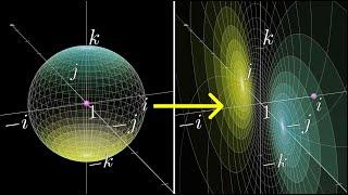 Visualizing quaternions (4d numbers) with stereographic projection