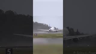 Rainy take off at Madeira windy airport