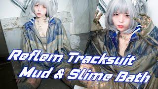 Muddy Wetlook Cute Subculture Asian Girl with Tracksuit & Gym suit Baths in Mud & White Slime | WAM