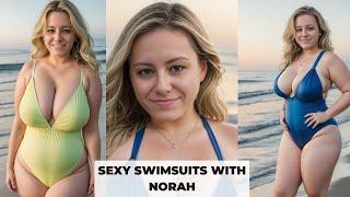 Plus Size BBW Norah's Stunning One-Piece Swimsuit Showcase 