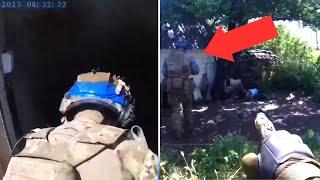 Ukraine soldier survives being hit by tank shell fired by Russians in incredible video