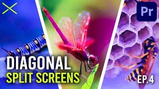 Create DIAGONAL SPLIT SCREENS in Premiere Pro CC | with borders and animations