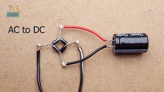 AC to DC using 4 diode and 1  Capacitor - full Bridge Rectifier