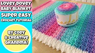 Super Easy Lovey Dovey Baby Blanket Tutorial - One Row Repeat - #lionbrand