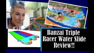 Banzai Triple Racer Water Slide!! Aldi Slip n Slide Review!!