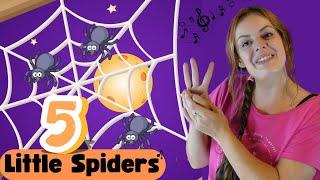 Five Little Spiders Nursery Rhyme For Children - Miss Katie - Baby Songs - Halloween Songs