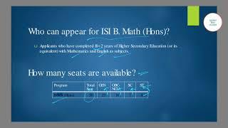 ISI BMATH INFORMATION, ELIGIBILITY, PREPARATION, CUTOFF, NUMBER OF SEAT PLACEMENT #9836793076