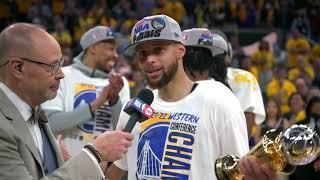 STEPHEN CURRY WINS THE FIRST EVER MAGIC JOHNSON WESTERN CONFERENCE FINALS MVP AWARD 