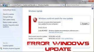 cara mengatasi windows update error pada windows 7 | How to fix windows 7 update error