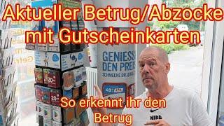 Aktueller Betrug mit Gutscheinkarten - Amazon, Netflix, DAZN, Google Play, iTunes, X-Box, Zalando