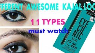 11 different types of kajal looks using lakme eyeconic kajal || different kajal looks