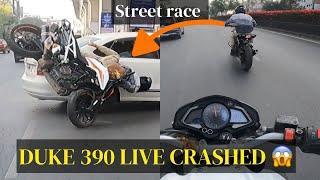 Ktm duke 390 live crash // hyper ride  //Ns200 vs Duke 200 and R15 v4