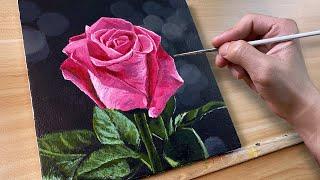 Pink Rose / Acrylic Painting / Correa Art