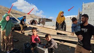 Nomadic family: A pleasant day and Farideh helping Ali build a house in winter