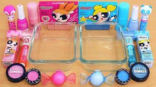 Powerpuff Girls Pink vs Blue  - Mixing Makeup Eyeshadow Into Slime ASMR