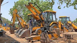 JCB 3DX Goes repairing Workshop Front, Back Bucket Front Axle Bush Pin Stabiliser Foot Bad Change