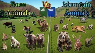 75 Farm Animals VS 75 Mountain Animals Race in Planet Zoo included Cow, Horse, Bear, Ibex, Reindeer