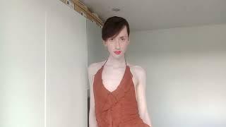 The beautiful Ivan modelling a sexy brown dress