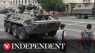 Military vehicles on streets of Russia's Rostov-on-Don