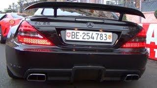 Mercedes SL 65 AMG Black Series - REVVING Exhaust Sound in Monaco Monte Carlo V12 Biturbo