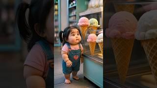 Cute baby girl eats a big icecream  #ai #icecream #cute #baby #girl
