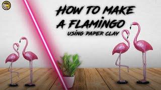 How to make a flamingo using paper clay | flamingo craft ideas | DIY Flamingo Sculpture