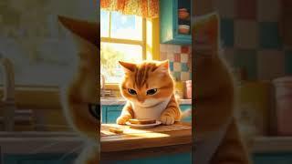 kedi kahvaltı yapıyor| cat is having breakfast