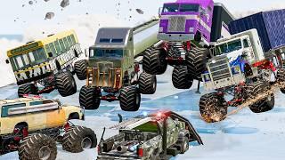 Mad Monster Semi Truck Race | Extreme BeamNG Drive Road Rage