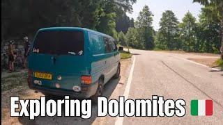 Driving through Dolomite Mountains Italy in VW T4 Campervan - VANLIFE European Road Trip