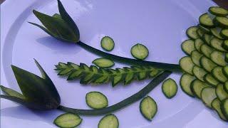 Cucumber decoration ideas | Easy cucumber  flower carving design by Fatima food secret