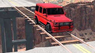 Cars vs Train Track Bridge – BeamNG.Drive