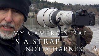 My camera strap is a strap, not a harness! I keep two points of contact at all times just in case!