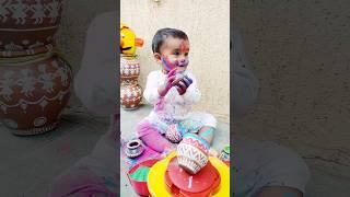 Advika's 1st holi Holi festival baby videoshoot|Happy holi #shorts #viral #youtubeshorts #trending