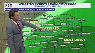 DFW Weather | Scattered rainfall expected cross North Texas late next week