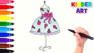 Как нарисовать красивое пышное платье  | How to draw a dress for kids