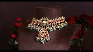 Kundan Jewellery  | Kundan Choker necklace in yellow gold | Krishna Jewellers Pearls & Gems