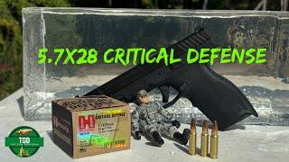 5.7x28 Hornady Critical Defense 40gr Clear Ballistics Gel Test | PSA Rock