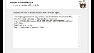 PHP Composer SSL Operation Failed with code 1. OpenSSL_Error messages