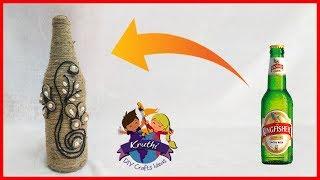 How to make a decorated wine bottle using Jute || Decorate wine bottle || Kruthi DIY Craft Ideas