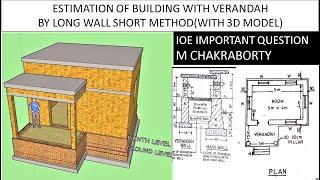 ESTIMATION OF A SINGLE ROOMED BUILDING WITH VERANDAH ||FROM M.CHAKRABORTI (WITH 3D) ||In Nepali