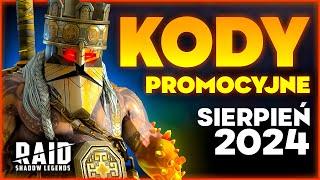 Sierpień 2024  KODY PROMOCYJNE Raid Shadow Legends 