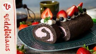 ほんのり甘酸っぱいラズベリーチーズクリームのロールケーキ｜How to make Raspberry Cream Cheese Cake Roll