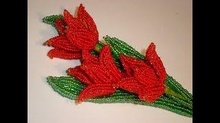 Тюльпаны лилиецветные из бисера. Часть 6/6. // Мастер-класс. // Tulips from beads.