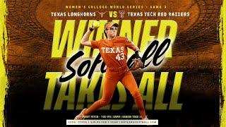 Watch With Us! | Texas vs Texas Tech - Winner Take All! | Softball | College World Series | NCAA