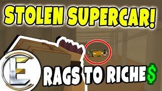 STOLEN SUPERCAR! | Unturned Roleplay (Rags to Riches #55)