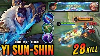 28 Kills + SAVAGE!! Yi Sun Shin New Build (PLEASE TRY) - Build Top 1 Global Yi Sun Shin ~ MLBB