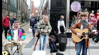 (Folsom Prison Blues) Performed by Zoe Clarke, Rhys McPhillips and Anxo on Grafton Street.