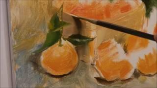 Tangerines.Oil painting. Part 1.