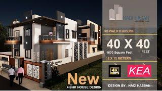 40X40 house design | 3d walkthrough | 4 bhk | modern design | duplex house | modern exterior design